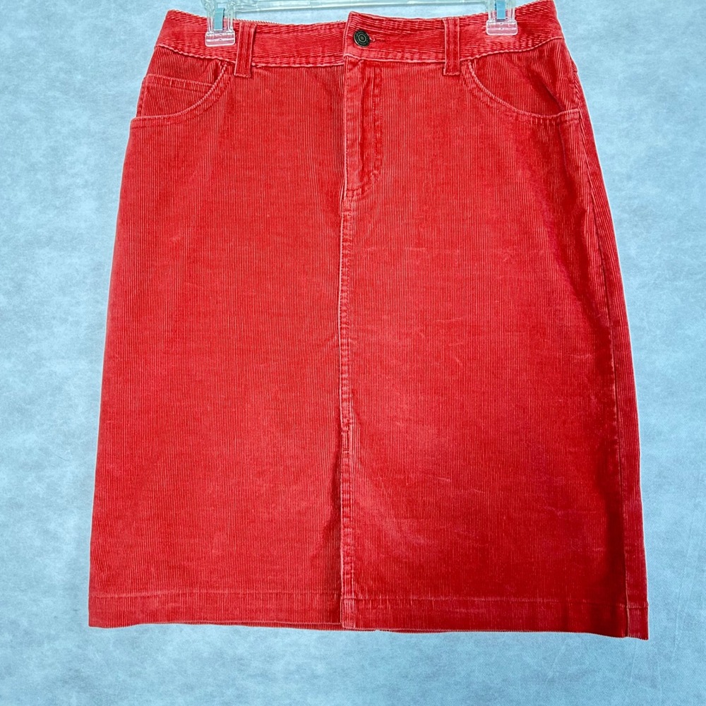 St Johns Bay Red Corduroy Stretch A-Line Skirt Women's Size 4